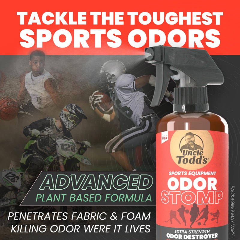 Uncle Todd's Uncle Toddâ€™s Odor Stomp Sports Equipment Odor Eliminator Spray - Extra Strength Enzyme-Powered Deodorizer for Football, Hockey, Gym Bags, and Athletic Gear - Bamboo Blitz Scent - 16 oz - Image 2