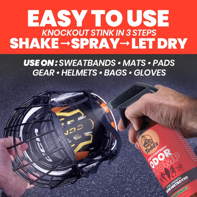 Uncle Todd's Uncle Toddâ€™s Odor Stomp Sports Equipment Odor Eliminator Spray - Extra Strength Enzyme-Powered Deodorizer for Football, Hockey, Gym Bags, and Athletic Gear - Bamboo Blitz Scent - 16 oz - Image 4