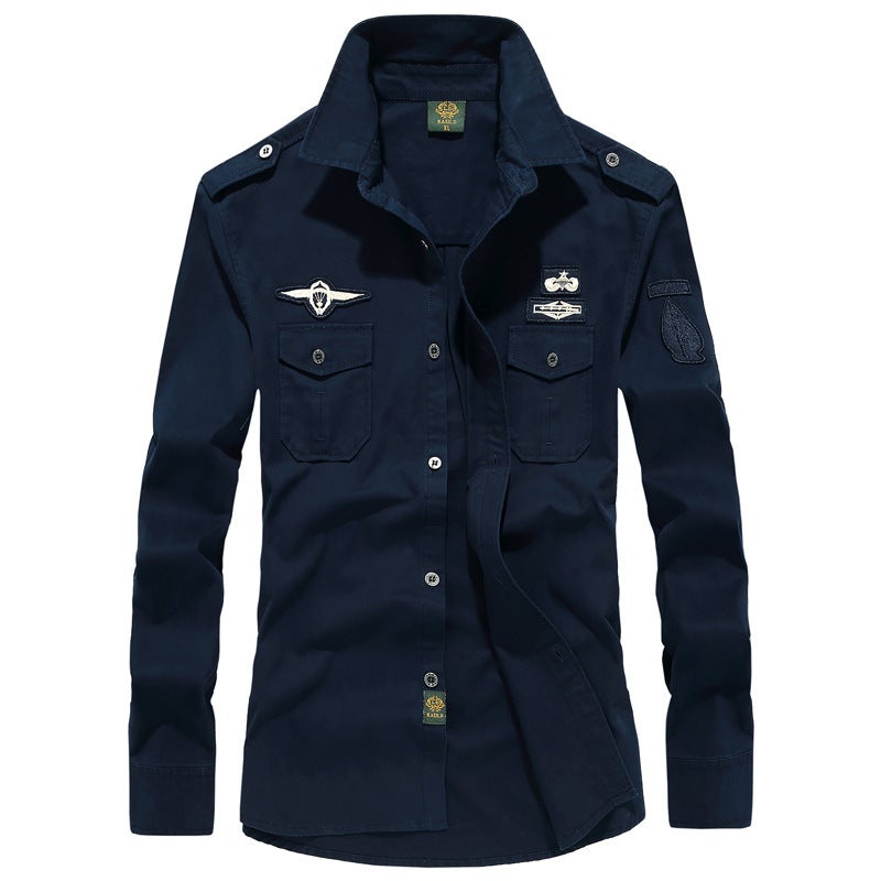 Cross-border AliExpress Amazon Spring and Autumn New Arrival Workwear Mens Long Sleeve Shirt Outdoor plus size Casual Shirt for Men Army Green  - Image 3