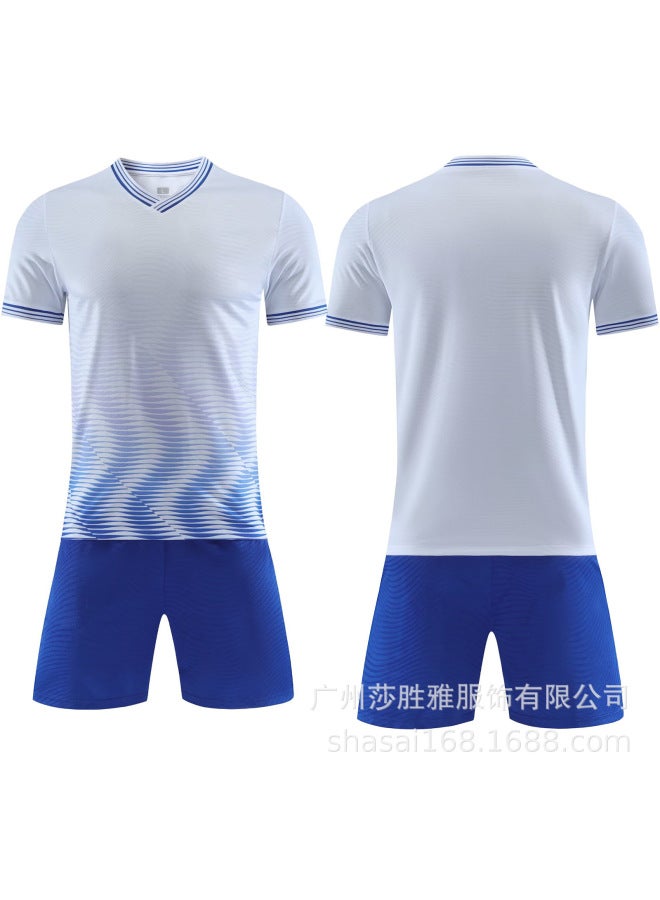 6331 White Sweat Absorbing Breathable Football Suit Suit Adult Children Football Training Suit Student Competition Team Uniform Diy Running Suit