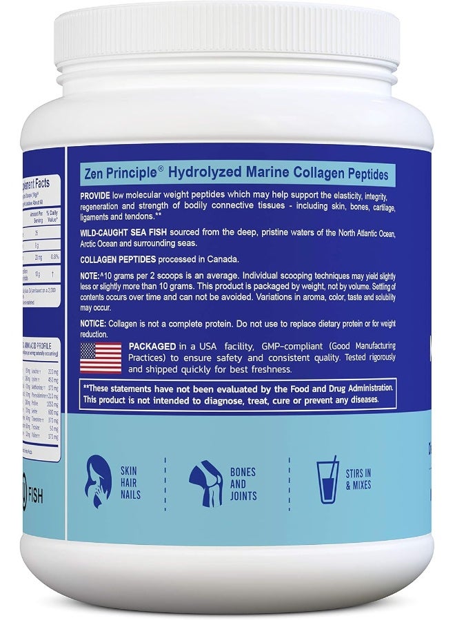 Zen Principle Principle Marine Collagen Peptides Powder 1.5 lb. Wild-Caught Fish, Non-GMO. Supports Healthy Skin, Hair, Joints and Bones.Hydrolyzed Type 1 & 3 Protein. Amino Acids.Unflavored, Easy to Mix. - Image 4