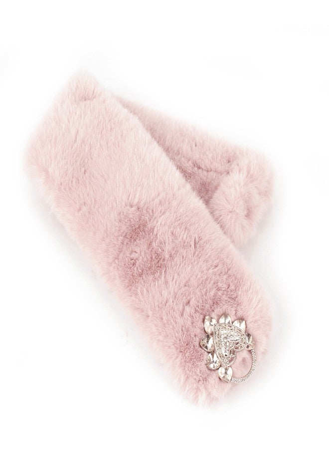Felice Ann Women Rhinestone Fall Winter Warm Faux Fur Fake Collar Infinity Loop Circle Scarf Neck Warmer Wrap - Image 5