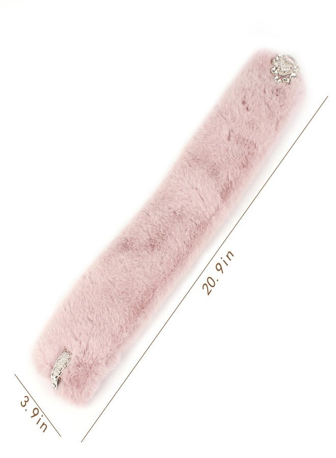 Felice Ann Women Rhinestone Fall Winter Warm Faux Fur Fake Collar Infinity Loop Circle Scarf Neck Warmer Wrap - Image 3