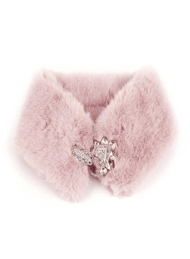 Felice Ann Women Rhinestone Fall Winter Warm Faux Fur Fake Collar Infinity Loop Circle Scarf Neck Warmer Wrap - Image 4