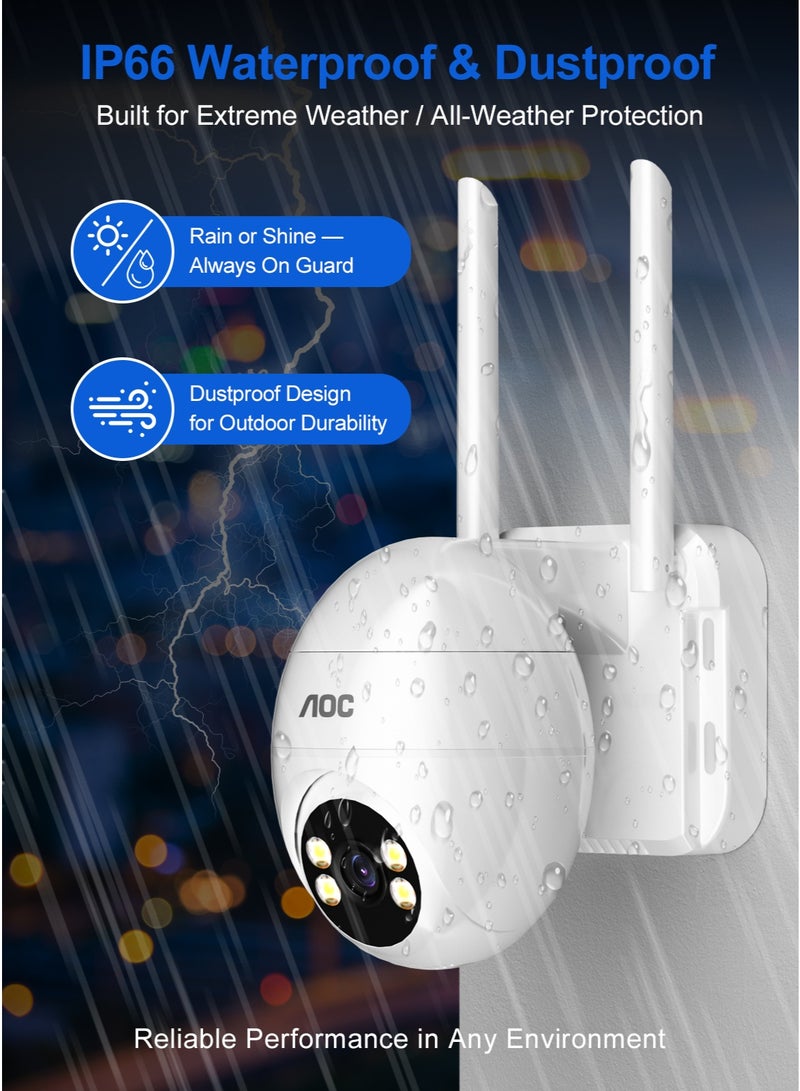 AOC Egg-Shaped Wireless Outdoor Security Camera, 1080P Battery Powered Indoor & Outdoor WiFi Surveillance Camera, 355° Pan & 90° Tilt Monitoring, AI PIR Motion Detection, Color Night Vision with Spotlight, Two-Way Audio, 2.4GHz WiFi, SD/Cloud Storage, Easy to Install & Portable Design - Image 5