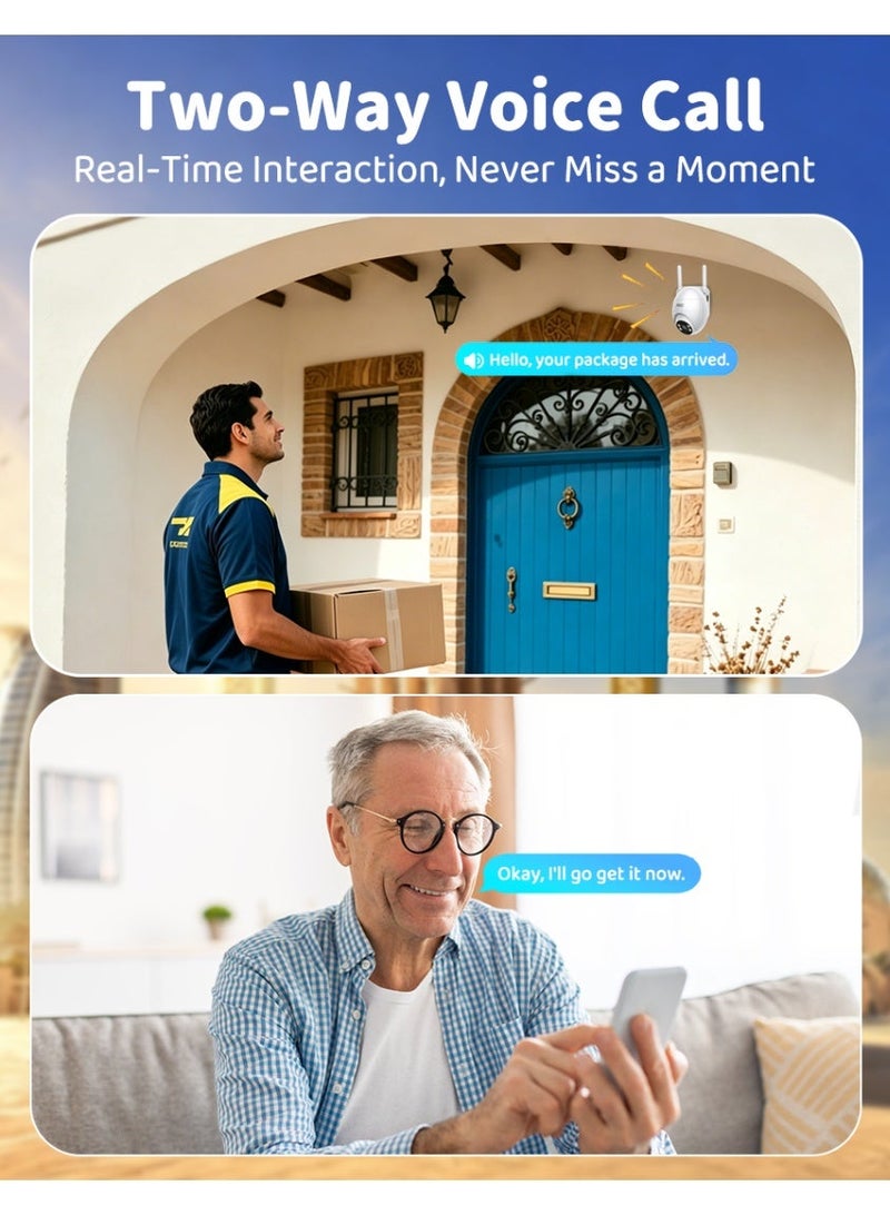 AOC 360° WiFi Security Camera, AI-Enhanced 1080P to 2K-Like Clarity, Indoor & Outdoor Surveillance, AI Human Detection, Color Night Vision, Two-Way Audio, 3 Image Modes, Remote App Control, Supports Up to 128GB TF Card & Cloud Storage, 2.4GHz WiFi Only. - Image 5