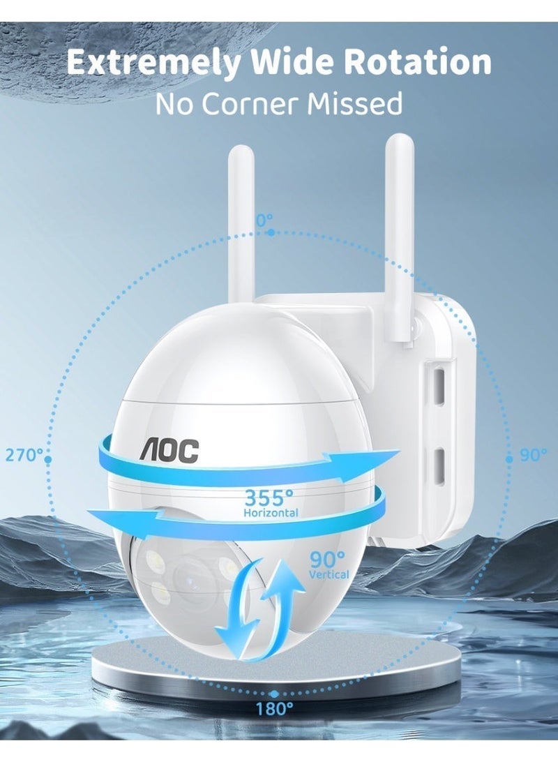 اي او سي كاميرا أمان AOC 360° WiFi، وضوح محسّن بالذكاء الاصطناعي من 1080P إلى 2K، مراقبة داخلية وخارجية، كشف الإنسان بالذكاء الاصطناعي، رؤية ليلية ملونة، صوت ثنائي الاتجاه، 3 أوضاع للصور، تحكم عن بعد عبر التطبيق، تدعم بطاقة TF بسعة تصل إلى 128 جيجابايت والتخزين السحابي، تعمل بتردد 2.4 جيجاهرتز فقط. - Image 3