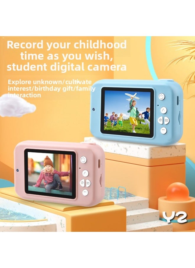 Generic Y2 Children Digital Camera 2000W Pixel Children Mini Camera Toy Cartoon IPS Screen Gift-Body Color:Y2 Puqing 2.4 Single Camera + Pink + No Card  - Image 2