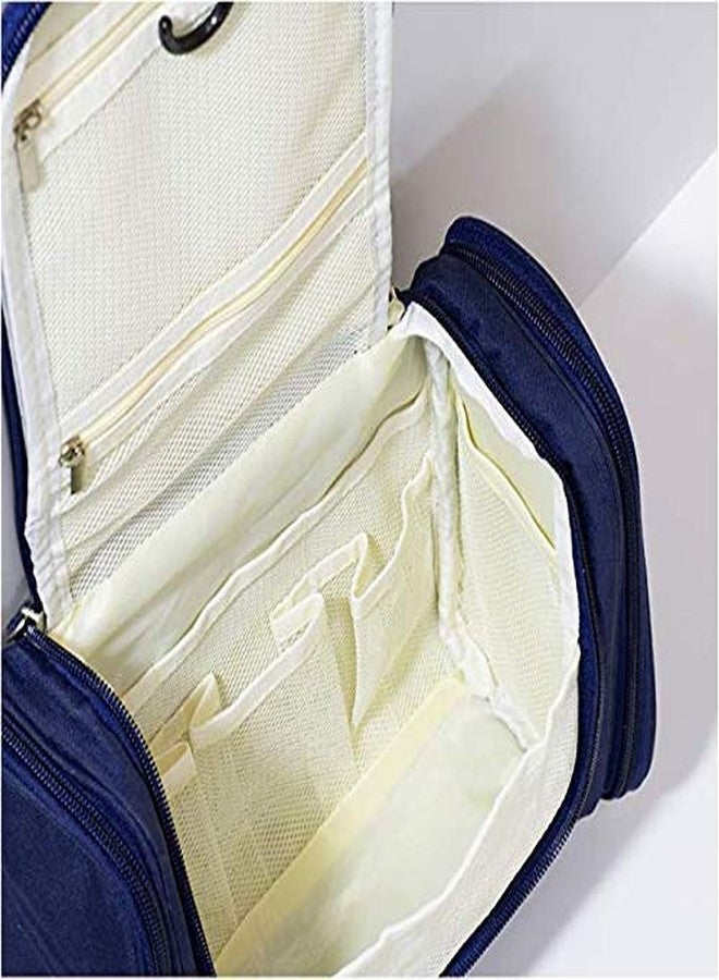RURIBOSY Large Capacity Cosmetic Travel Bag, Women's Makeup Travel Bag Portable Leather Cosmetics Bag, Makeup Storage Bags with Handle and Divider, Opening Makeup Organizer-ALL DESIGN (NEVY-BLUE-2) - Image 5