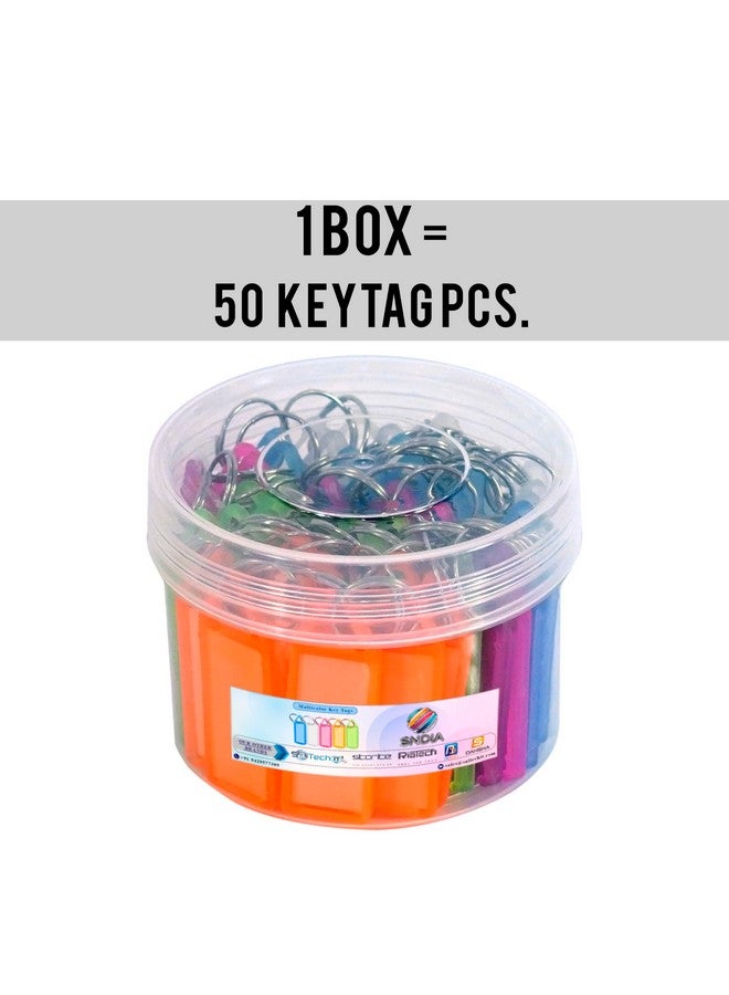SNDIA 50 قطعة علامة مفاتيح متعددة الألوان مع ملصقات أسماء متنوعة مع حلقة مفاتيح مزدوجة الجانب وحلقة مفصولة للمكتب، المنزل - بلاستيك - Image 2