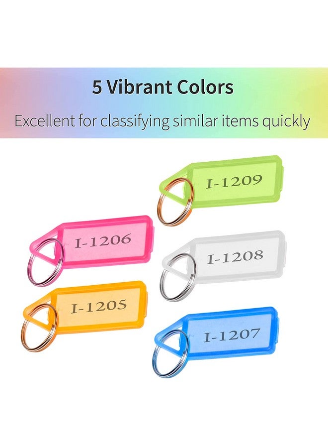 SNDIA 50 قطعة علامة مفاتيح متعددة الألوان مع ملصقات أسماء متنوعة مع حلقة مفاتيح مزدوجة الجانب وحلقة مفصولة للمكتب، المنزل - بلاستيك - Image 3