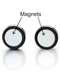 Bluelans 2pcs Magnetic glod Circle Stud Earrings for Men Women, Non-Piercing Clip On Cheater Fake Ear Gauges  - Image 2