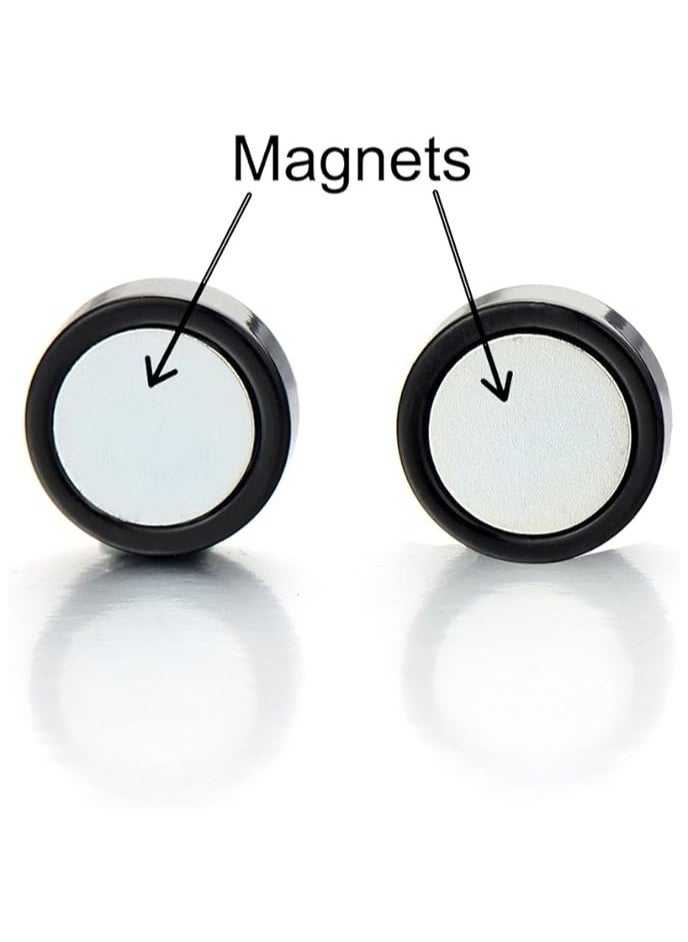 Bluelans 2pcs Magnetic glod Circle Stud Earrings for Men Women, Non-Piercing Clip On Cheater Fake Ear Gauges  - Image 2