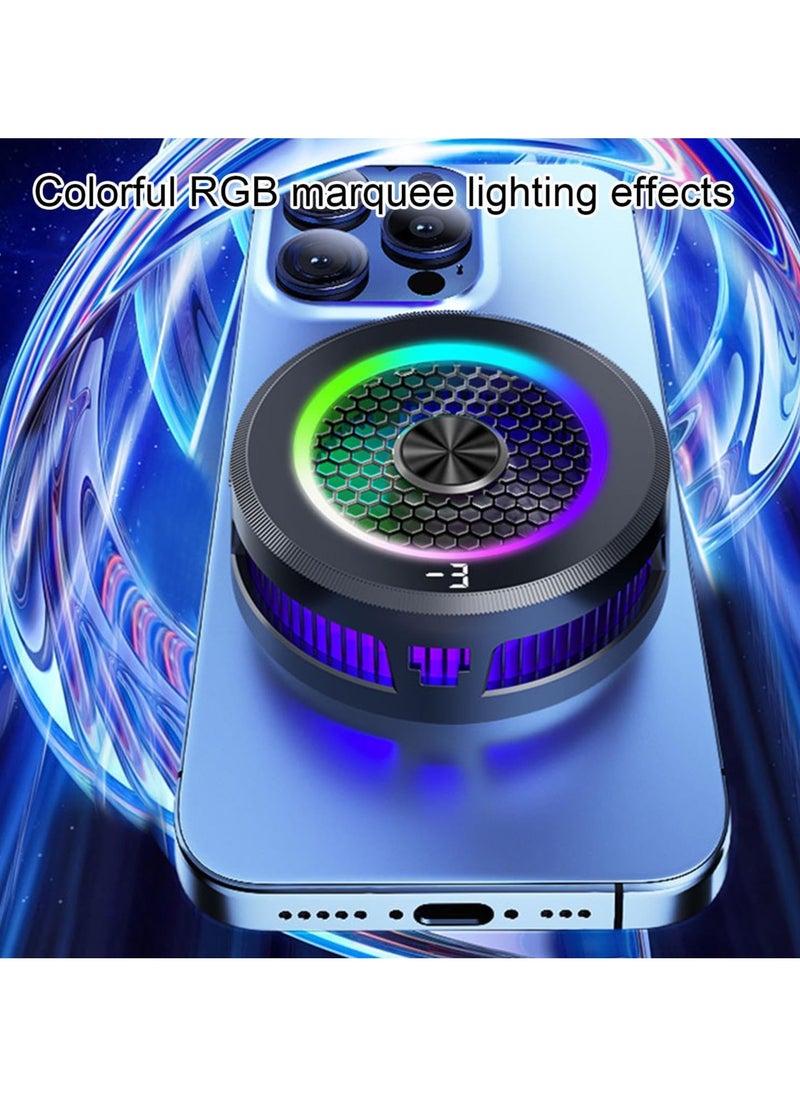 SYOSI Phone Cooling Fan, Magnetic Mobile Phone Radiator, RGB Mobile Phone Cooling Fan, RGB Mobile Phone Cooling Fan, Phone Radiator with Semi-Conductor Cooling Chip, RGB Cell Phone Cooler for Games  - Image 4