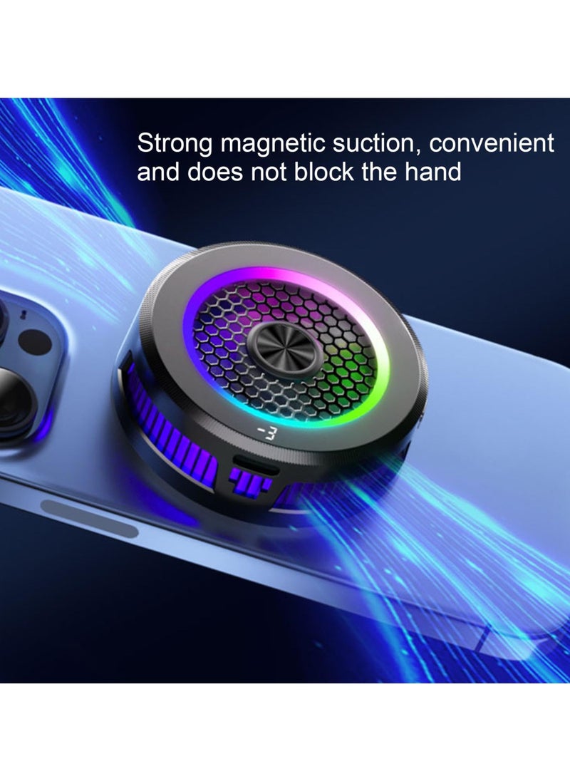 SYOSI Phone Cooling Fan, Magnetic Mobile Phone Radiator, RGB Mobile Phone Cooling Fan, RGB Mobile Phone Cooling Fan, Phone Radiator with Semi-Conductor Cooling Chip, RGB Cell Phone Cooler for Games  - Image 3