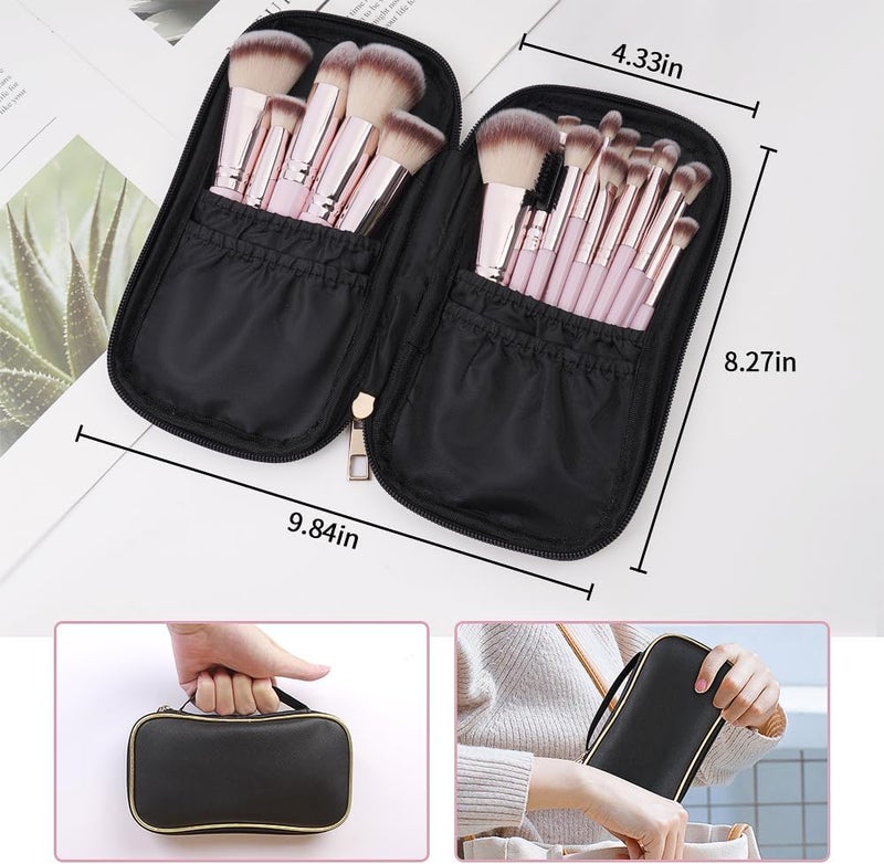 MAGEFY 22 Pcs Makeup Brushes with Case, Professional Makeup Brush Set Face Foundation Brushes Blending Powder Blush Eyeshadow Brushes Christmas Gift for Women Girls（Black) - Image 3