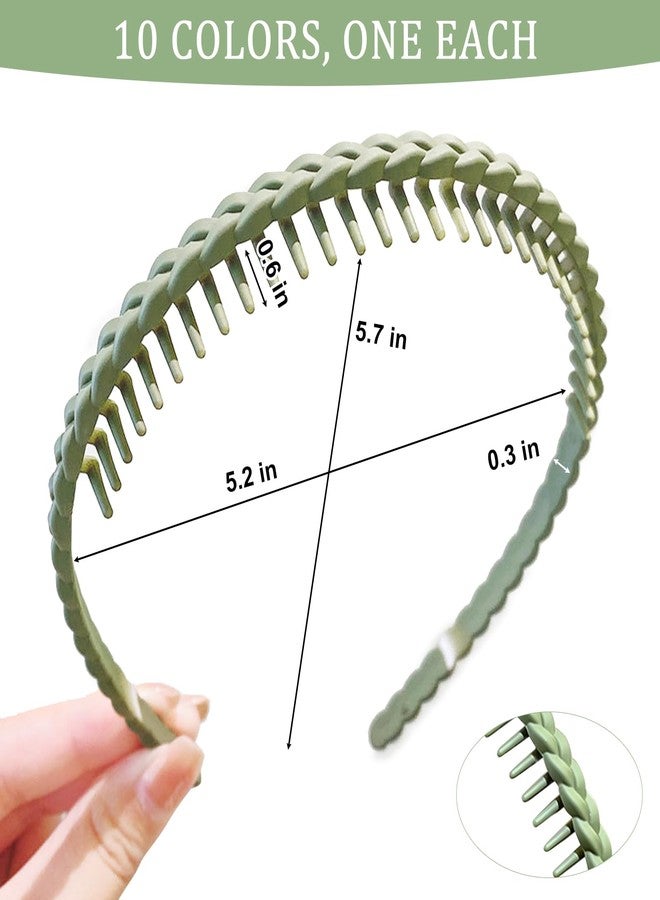 YONOY 7mm Thin Headbands For Women,10 PCS Colorful Fashion Effortless Plastic Headbands with Teeth No Slip Comb for Women Men Teen Girls - Image 2