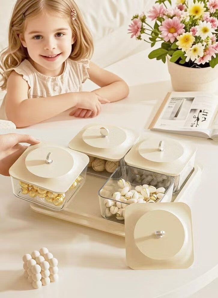 أجريون طوفريات ضيافة سعودية فاخرة | ٤ علب طوفريات كريمية + صينية ضيافة متعددة الاستخدامات | مجموعة صحون مكسرات وحلويات نخب أول مع صحن فواكه تراثي للضيافة المنزلية وحفلات العيد - هدايا ضيافة أنيقة للمناسبات الرسمية - Image 5