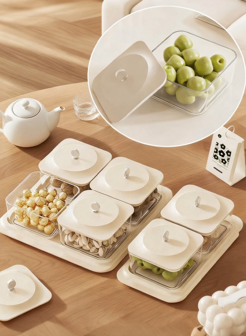 أجريون طوفريات ضيافة سعودية فاخرة | ٤ علب طوفريات كريمية + صينية ضيافة متعددة الاستخدامات | مجموعة صحون مكسرات وحلويات نخب أول مع صحن فواكه تراثي للضيافة المنزلية وحفلات العيد - هدايا ضيافة أنيقة للمناسبات الرسمية - Image 1