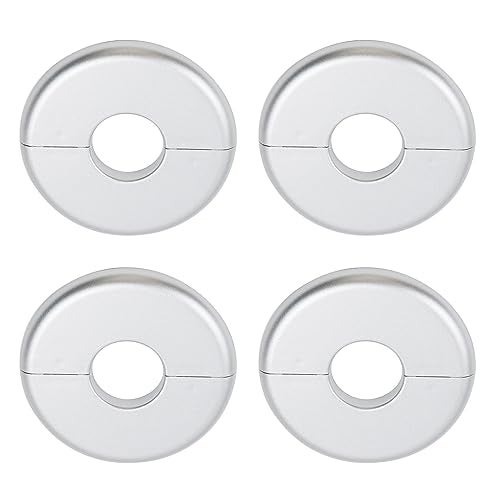 Tsnamay تصميم 4 قطع من فلانج الجدار المنفصل، لوحة إسكتشون ذاتية اللصق دائرية من ABS لقطر 1"/26 مم، فضي - Image 1