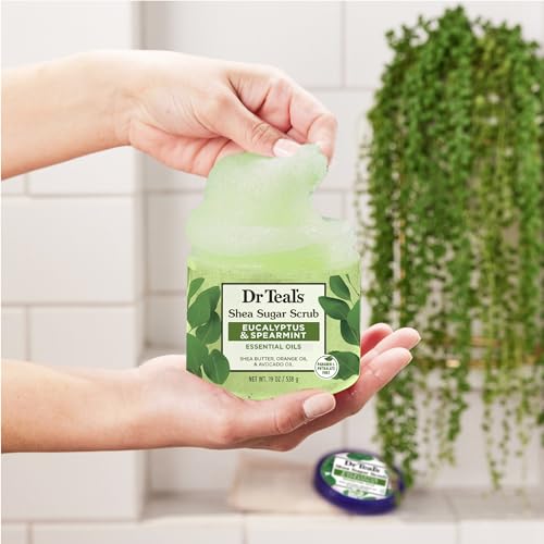 Dr Teal's Shea Sugar Scrub, Eucalyptus & Spearmint Essential Oils, 19 oz (Pack of 3) - Image 5