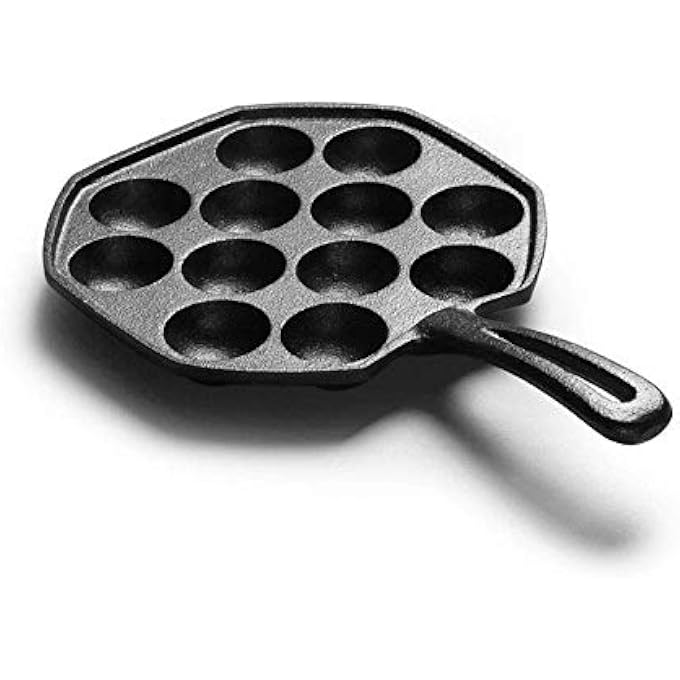 Unity Cast Iron Danish Aebleskiver Pan 12Cup Stuffed Pancake Puffs Cookware Black - Image 1