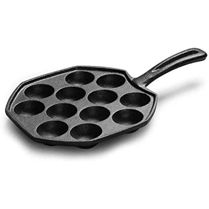 Unity Cast Iron Danish Aebleskiver Pan 12Cup Stuffed Pancake Puffs Cookware Black - Image 2