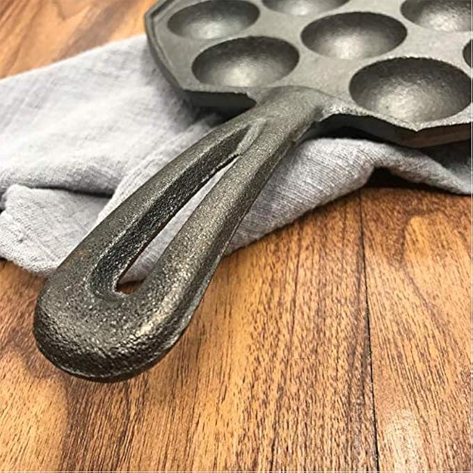 Unity Cast Iron Danish Aebleskiver Pan 12Cup Stuffed Pancake Puffs Cookware Black - Image 4