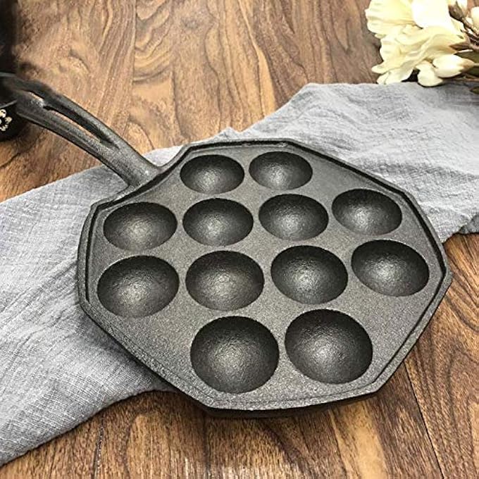 Unity Cast Iron Danish Aebleskiver Pan 12Cup Stuffed Pancake Puffs Cookware Black - Image 5