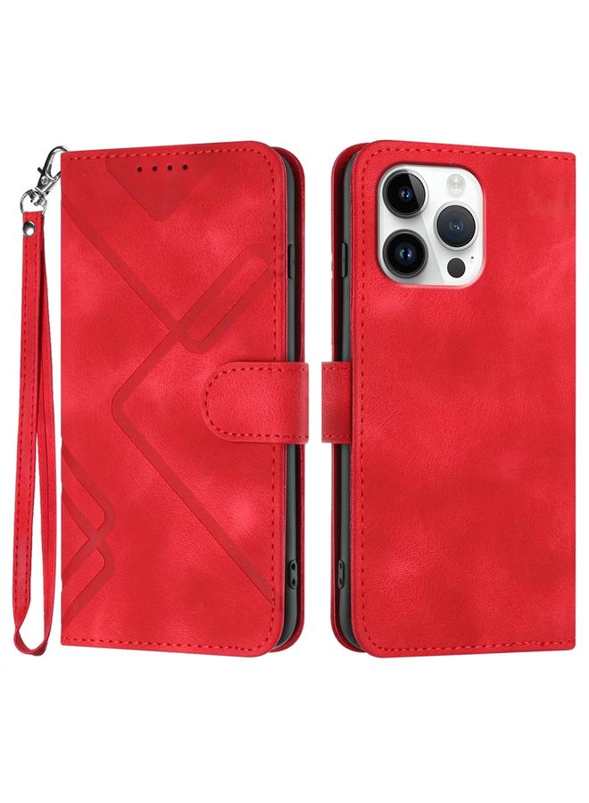 إيروريكس جراب هاتف من الجلد بتصميم خطوط لهاتف iPhone 16 Pro Max - Image 1