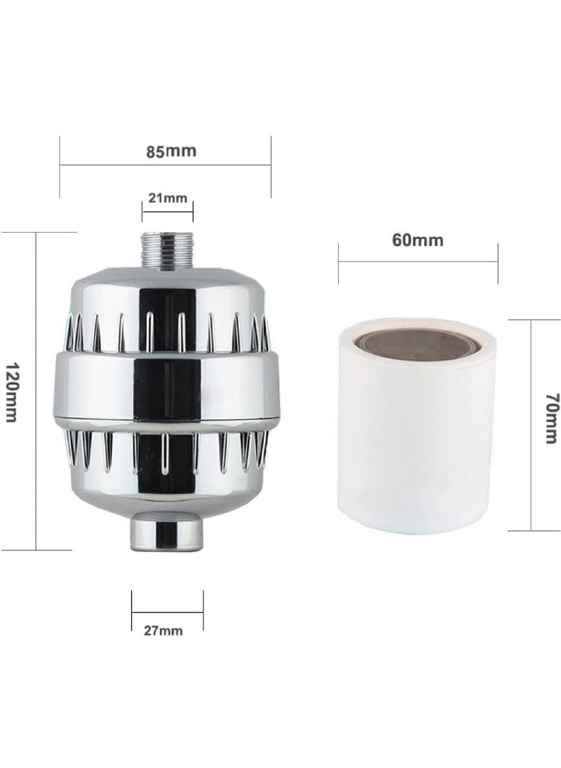 Shower Filter, 20 Stage Shower Head Filter for Hard Water with 2 Replaceable Filter Cartridges Universal Fit Shower Head Filter for Removing Chlorine, Impurities, Hard Water Effects