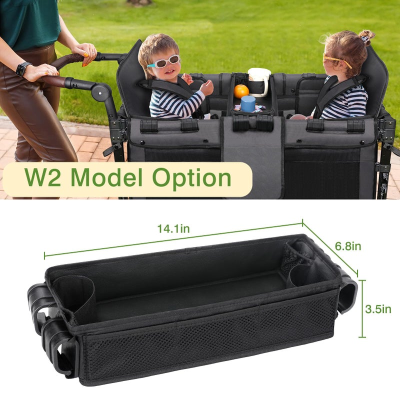 AROUY Stroller Snack Tray Attachment - Universal Stroller Snack Tray for Wonderfold Wagon W4 Accessories - Snack Tray for Kids - Easy to Clean Stroller Wagon Snack Tray with Cup Holder (L (W2 Model)) - Image 3