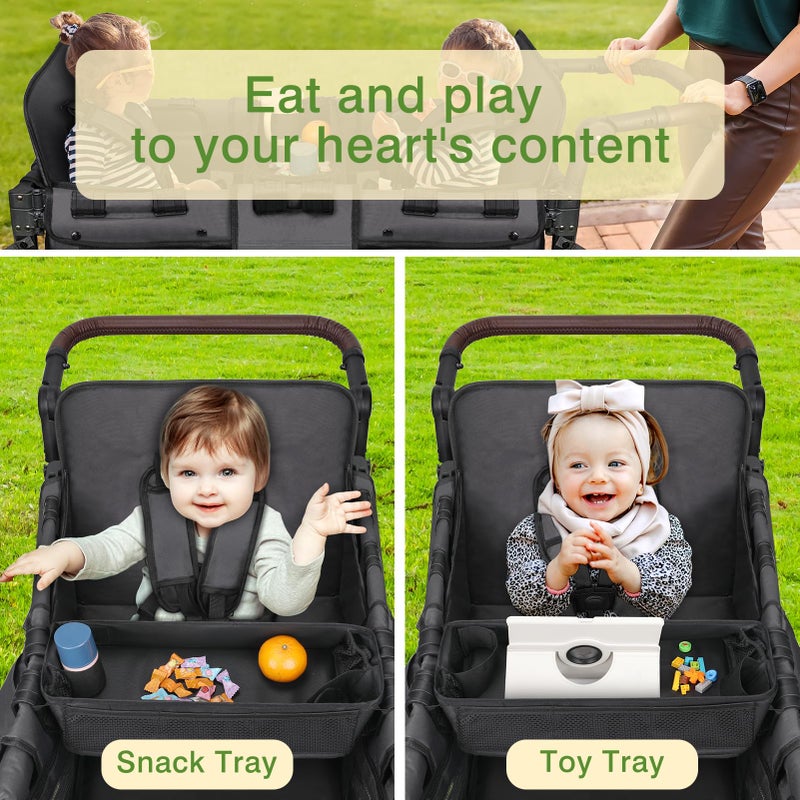 AROUY Stroller Snack Tray Attachment - Universal Stroller Snack Tray for Wonderfold Wagon W4 Accessories - Snack Tray for Kids - Easy to Clean Stroller Wagon Snack Tray with Cup Holder (L (W2 Model)) - Image 4
