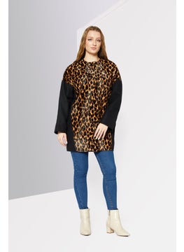 Longchamp Women Animal Print Jacket Shirt, Brown Combo  - Image 2