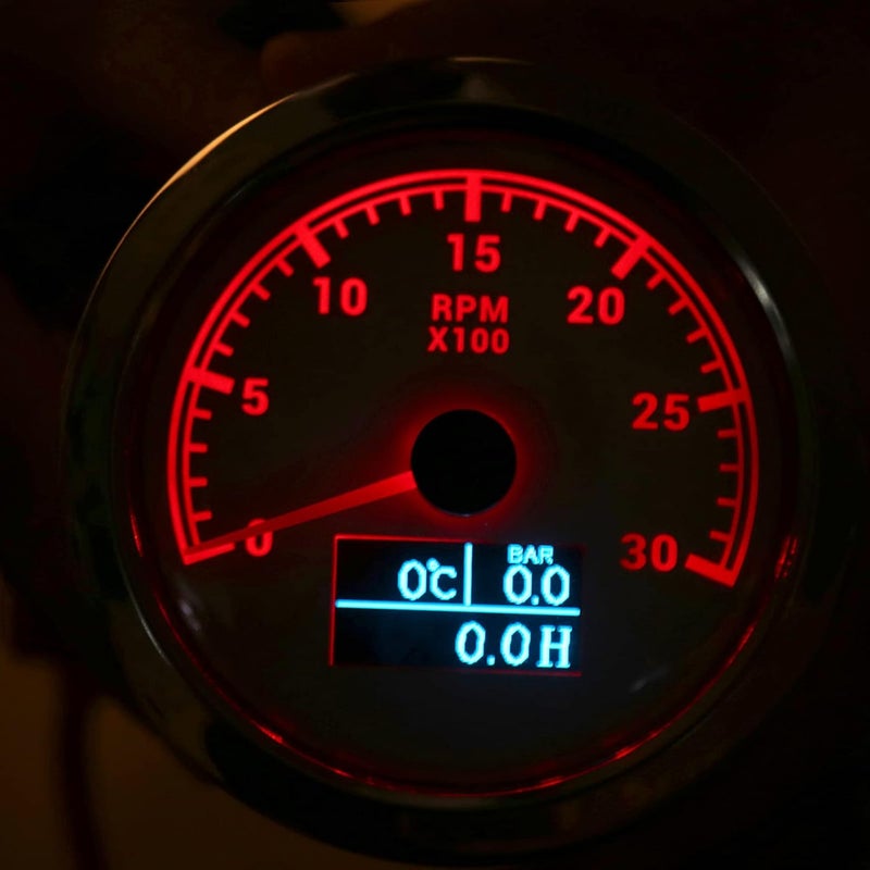 Pointer Tachometer for Car and Boat Modification, High RPM Gauge with ABS Stainless Steel Housing, Easy Installation, White Dial Display - Image 5