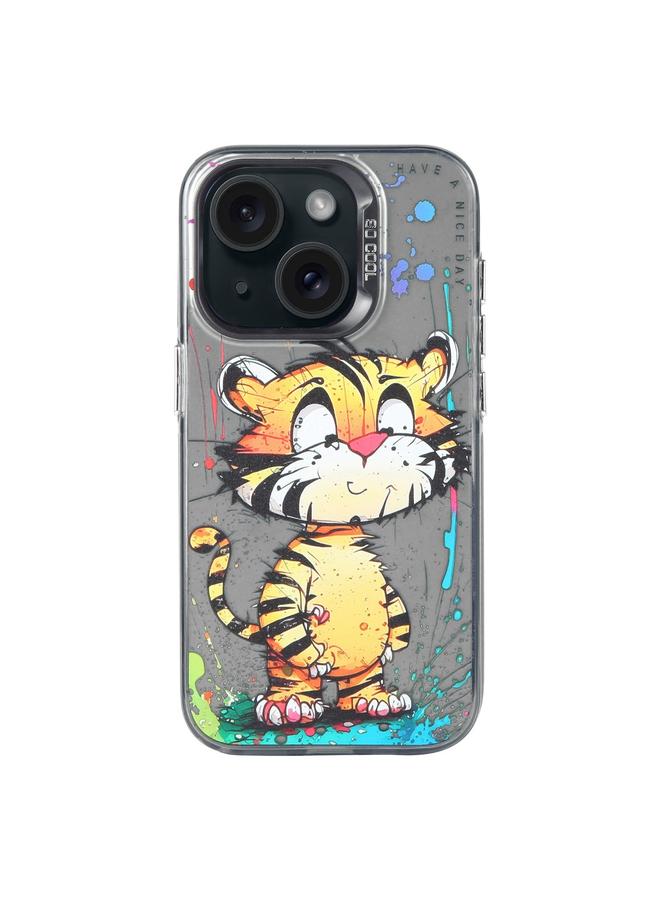 S-TOP Case For iPhone 15 Animal Pattern Oil Painting Series PC + TPU Phone Case - Image 1