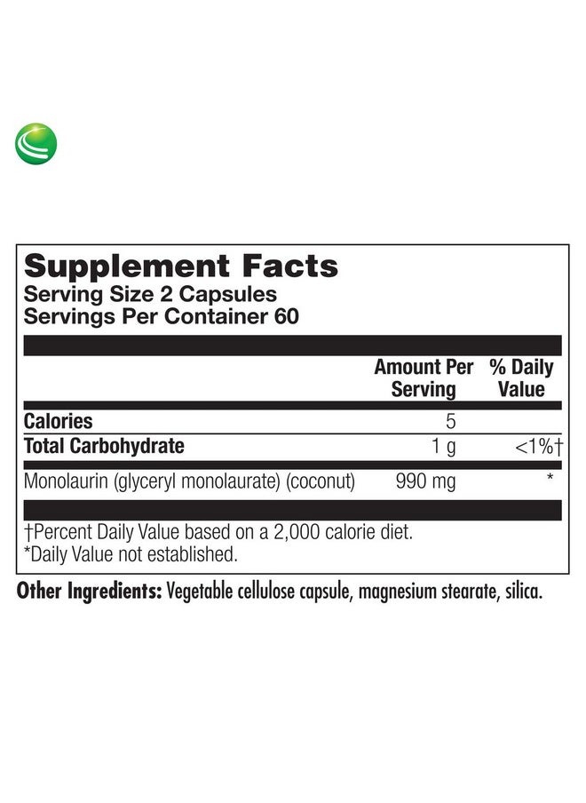 Monolaurin Vegan Gluten Free Non Gmo 120 Capsules - pzsku/ZAE51644DCA253924597FZ/45/_/1695145630/d6384035-0588-4485-8872-f01a7d52c0d5