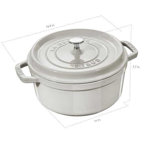 STAUB كوكوت دائري من حديد الزهر سعة 7 لتر - ترافل أبيض، صنع في فرنسا - Image 3