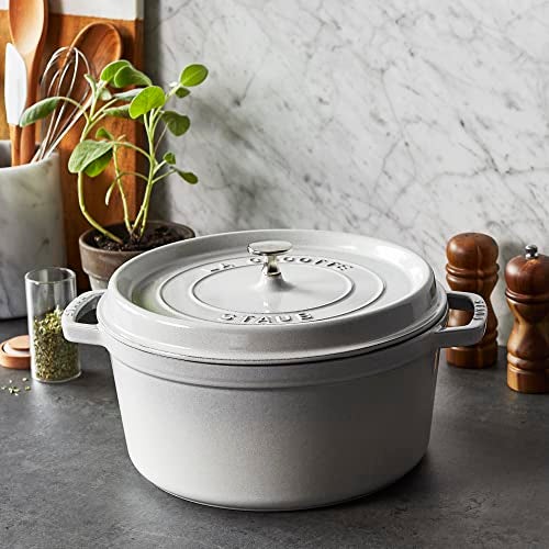 STAUB كوكوت دائري من حديد الزهر سعة 7 لتر - ترافل أبيض، صنع في فرنسا - Image 4