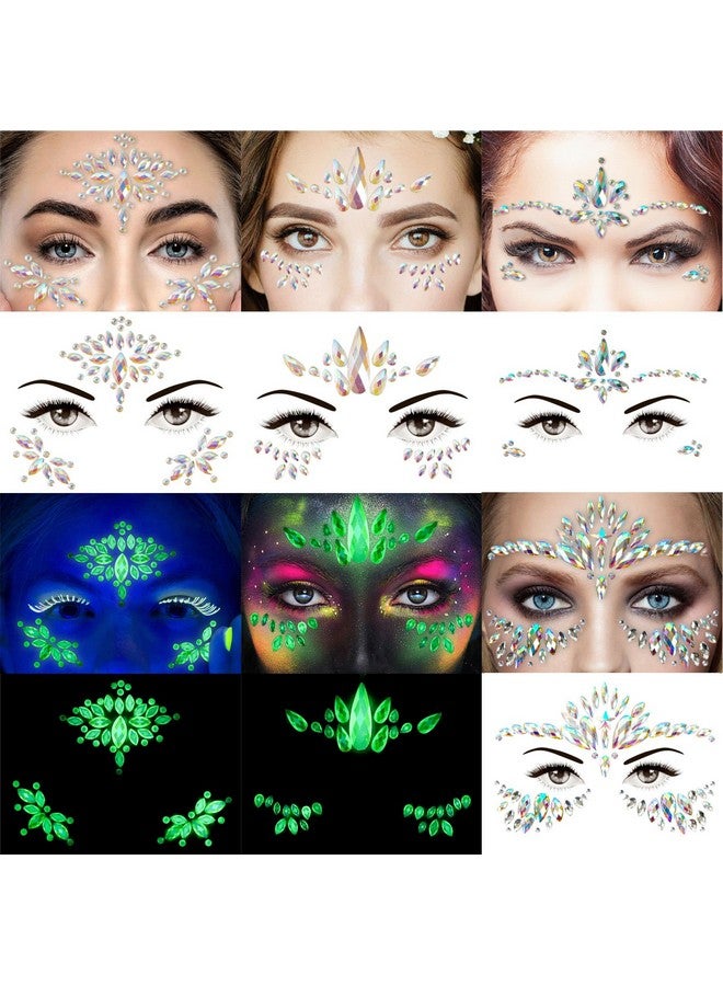 DECOYARDOO 4 Sheets Euphoria Face Gems, 10g Chunky Glitter, Rhinestones Jewels Stickers Glow in The Dark-Luminous Gems Body Makeup for Music Festivals Rave Carnival Cosplay (2Luminous) - Image 2