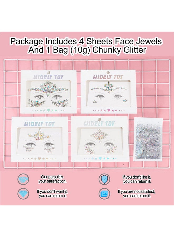 DECOYARDOO 4 Sheets Euphoria Face Gems, 10g Chunky Glitter, Rhinestones Jewels Stickers Glow in The Dark-Luminous Gems Body Makeup for Music Festivals Rave Carnival Cosplay (2Luminous) - Image 4
