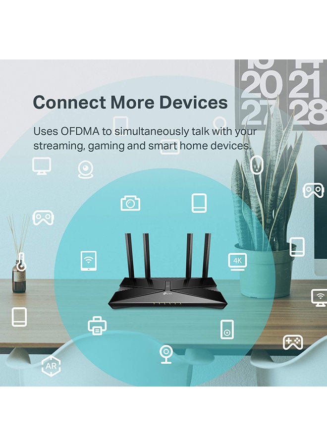 TP-LINK WiFi 6 AX1500 Smart Router, Wi-Fi 6 (802.11ax), Up to 1501 Mb/s WiFi Speed, Dual-Band 2.4 & 5GHz, 4x Fixed High-Performance Antennas, 4x LAN Ports, Archer AX10 Black - Image 2