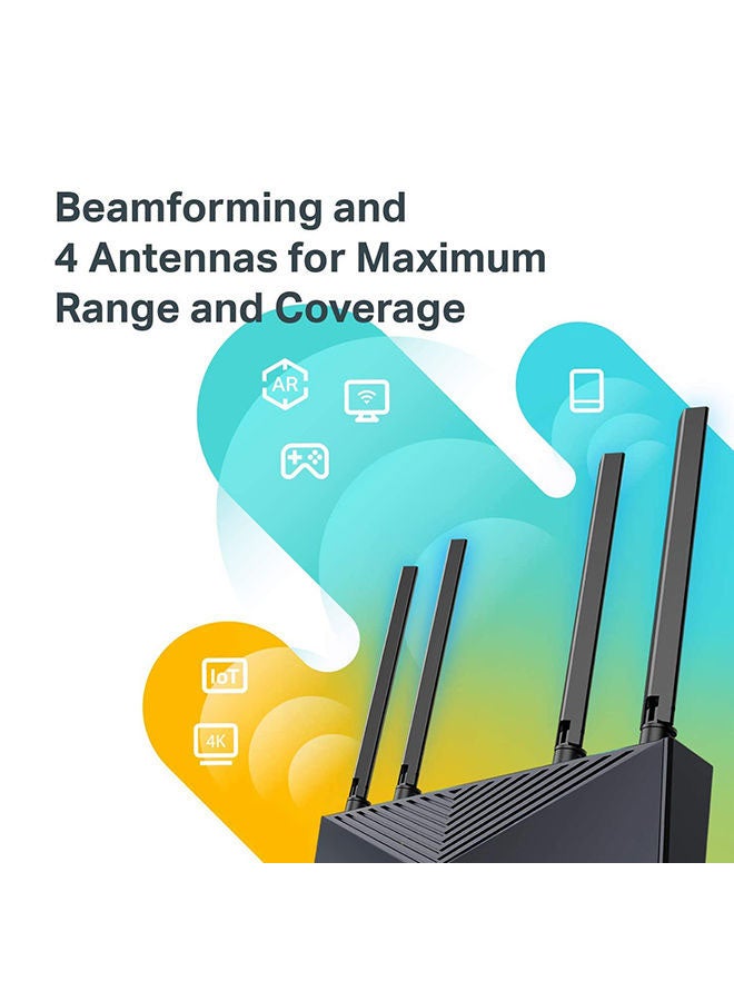 TP-LINK WiFi 6 AX1500 Smart Router, Wi-Fi 6 (802.11ax), Up to 1501 Mb/s WiFi Speed, Dual-Band 2.4 & 5GHz, 4x Fixed High-Performance Antennas, 4x LAN Ports, Archer AX10 Black - Image 4
