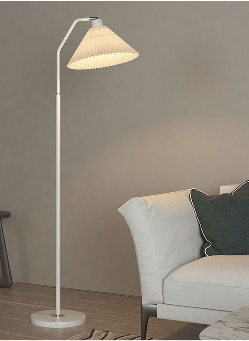 Najwa Floor lamp, 3 Color Modes Lamp With Pleated Lampshade, Bedside Lamp Modern Creative Fabric Decorati Study Floor Lamp White 155 cm  - Image 1