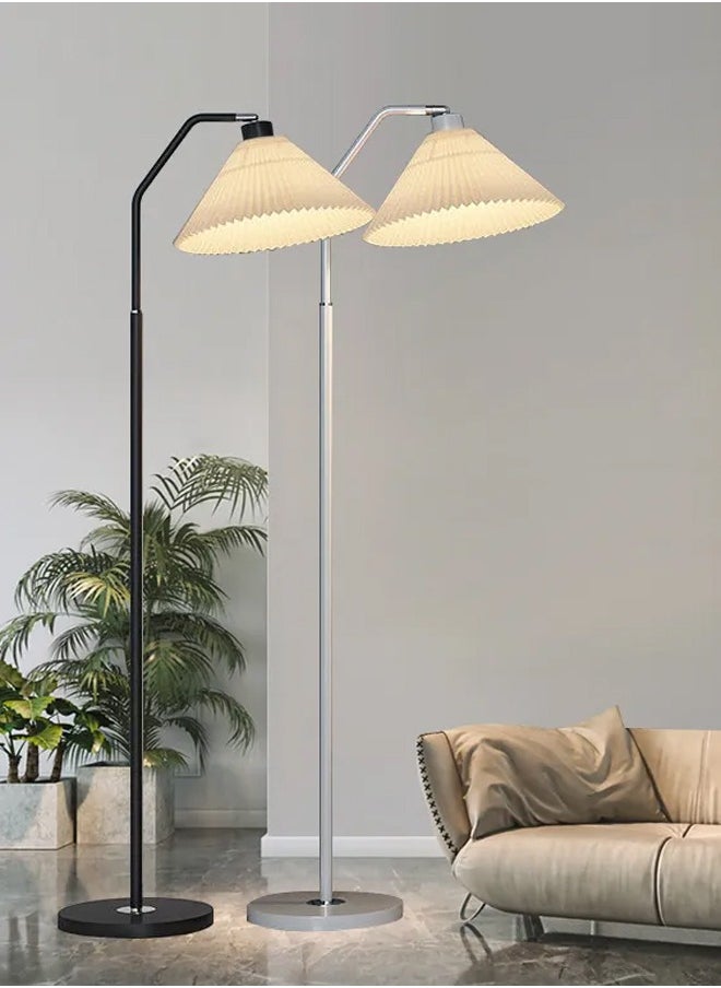Najwa Floor lamp, 3 Color Modes Lamp With Pleated Lampshade, Bedside Lamp Modern Creative Fabric Decorati Study Floor Lamp White 155 cm  - Image 5