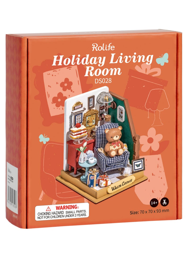 Robotime Rolife Holiday Lining Room DS028 3D Wooden Puzzle DIY Miniature Furniture Dollhouse Kit Unique Home Decor Birthday Gifts for Teens or Adults  - Image 5