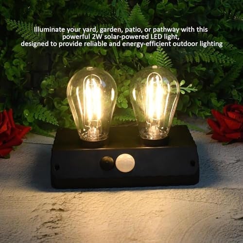 PremiumAV Solar Motion Sensor Wall Light YT-819 – 2W Outdoor LED Lamp with Dual Filament Bulbs, Auto On/Off for Garden, Patio, Walkway, Yard & Security Lighting (1 Pack) - Image 2