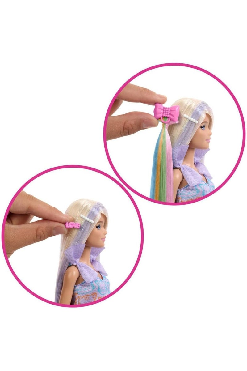 Barbie دمية ممتعة وأنيقة وإكسسوارات - شقراء، شعر طويل جداً، مظهرين - Image 4