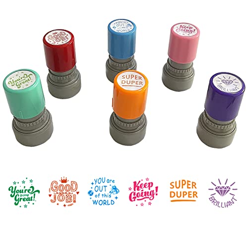 WAFJAMF Pack of 6 Sorted Teacher Stamp Teachers Self-Inking Rubber Stamps Teacher Review Photosensitive Stamps Behavior Stamps for Education Good Job-6pcs - Image 2