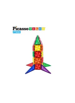 PicassoTiles Picasso Magnetic Mini Diamond Rocket 30-Pieces | Building Blocks | Educational Toy Set | Construction Building Kit for Child Brain Development  - Image 4